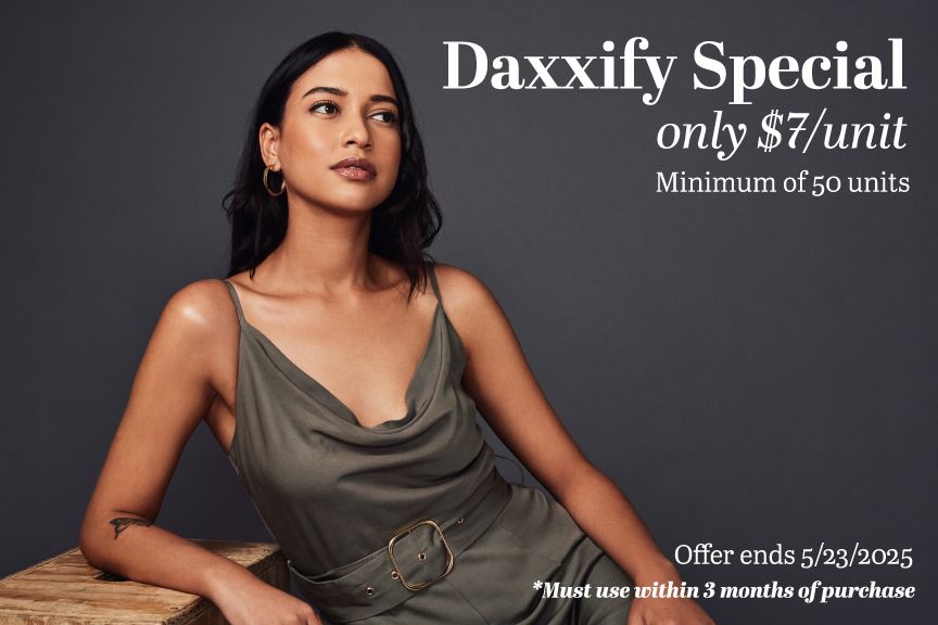 Daxxify special promotion with model display.